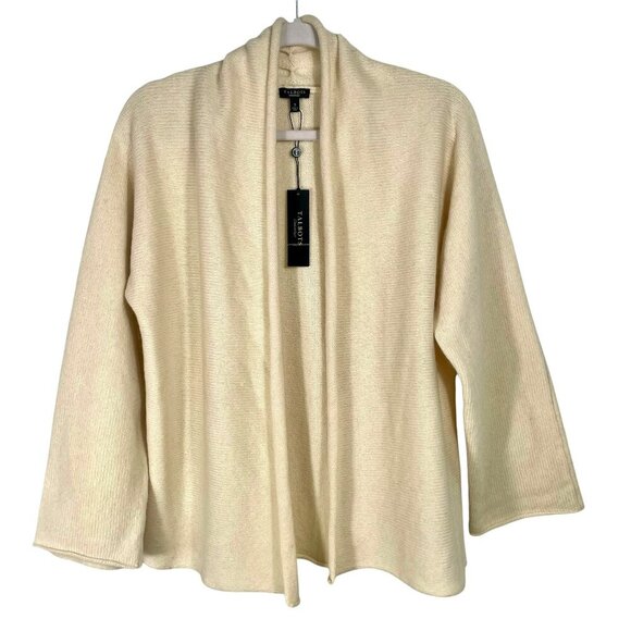 Talbots NWT Wool Angora Blend Cardigan in Cream | Classic Open Front Soft Knit S - Picture 2 of 11